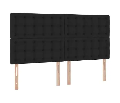 Gulta Ar Led Sloksnes Lukturiem Melna 160 X 200 Cm Audums Vidaxl
