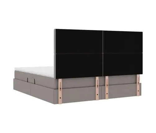 Gulta Ar Led Sloksnes Lukturiem Pelēkbrūna 160 X 200 Cm Audums Vidaxl