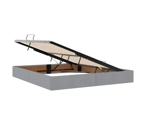 Voodi Led -Ribatuledega Peaga Helehall 180 X 200 Cm Kangas