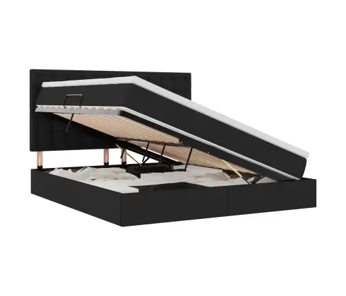 Gulta Ar Led Sloksnes Lukturiem Melna 180 X 200 Cm Audums Vidaxl