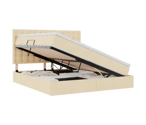 Gulta Ar Led Sloksnes Lukturiem Krēms 180 X 200 Cm Audums Vidaxl