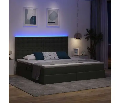 Gulta Ar Galvas Klāju Tumši Pelēks 200 X 200 Cm Audums Vidaxl