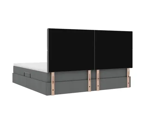 Gulta Ar Galvas Klāju Tumši Pelēks 200 X 200 Cm Audums Vidaxl