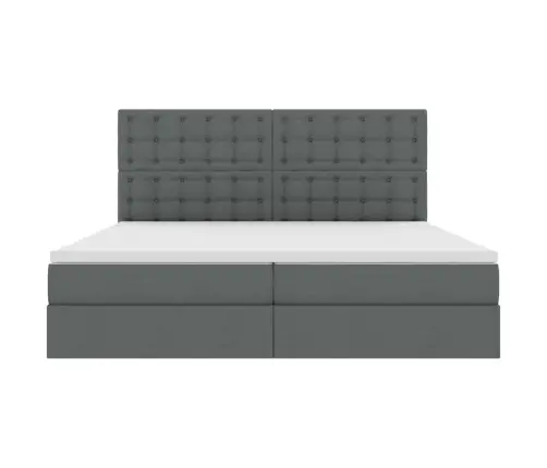 Gulta Ar Galvas Klāju Tumši Pelēks 200 X 200 Cm Audums Vidaxl