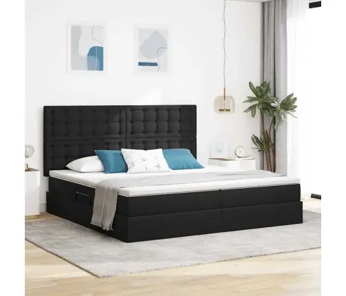 Lova Su Daiktų Laikymo Vieta Ir Led Juoda 200 X 200 Cm