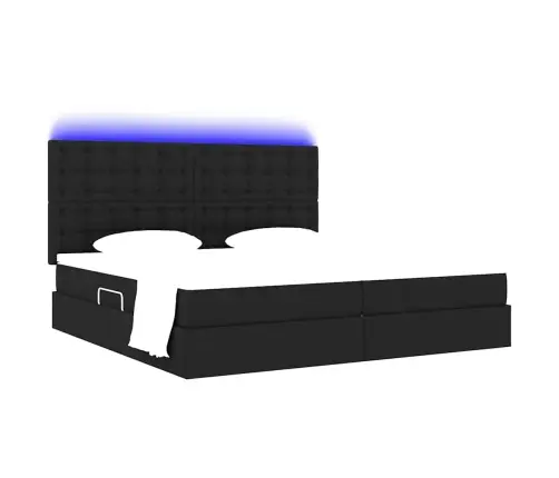 Lova Su Daiktų Laikymo Vieta Ir Led Juoda 200 X 200 Cm