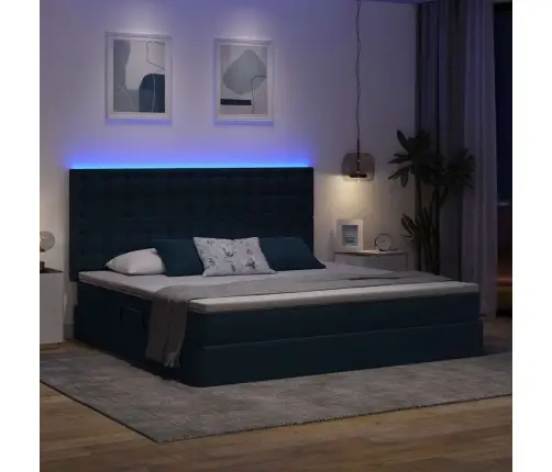 Gulta Ar Led Sloksnes Lukturiem Zila 200 X 200 Cm Audums Vidaxl