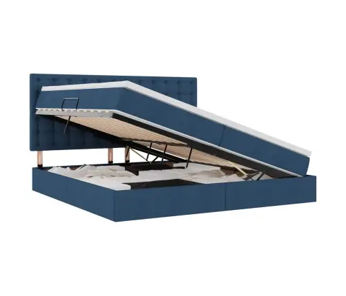 Gulta Ar Led Sloksnes Lukturiem Zila 200 X 200 Cm Audums Vidaxl