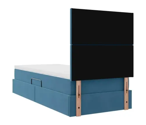 Gulta Ar Uzglabāšanas Vietu Un Led Tumši Zils 90 X 190 Cm Samts Vidaxl