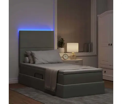 Lova Su Daiktų Laikymo Vieta Ir Led Šviesiai Pilka 100 X 200 Cm