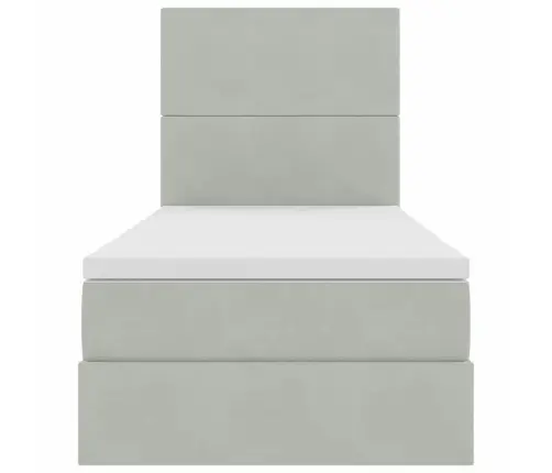 Lova Su Daiktų Laikymo Vieta Ir Led Šviesiai Pilka 100 X 200 Cm