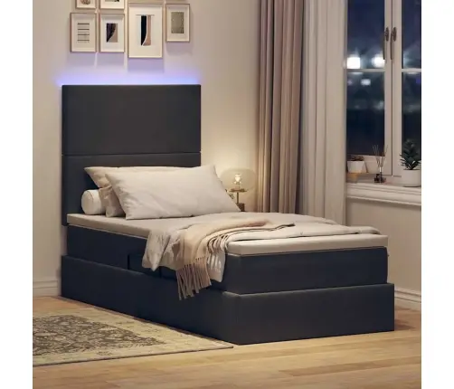 Lova Su Daiktų Laikymo Vieta Ir Led Tamsiai Pilka 100 X 200 Cm