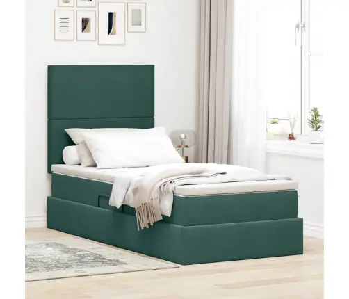 Lova Su Daiktų Laikymo Vieta Ir Led Tamsiai Žalia 100 X 200 Cm