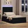 Gulta Ar Uzglabāšanas Vietu Un Led Melna 120 X 190 Cm Samts Vidaxl
