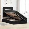Gulta Ar Uzglabāšanas Vietu Un Led Melna 120 X 190 Cm Samts Vidaxl