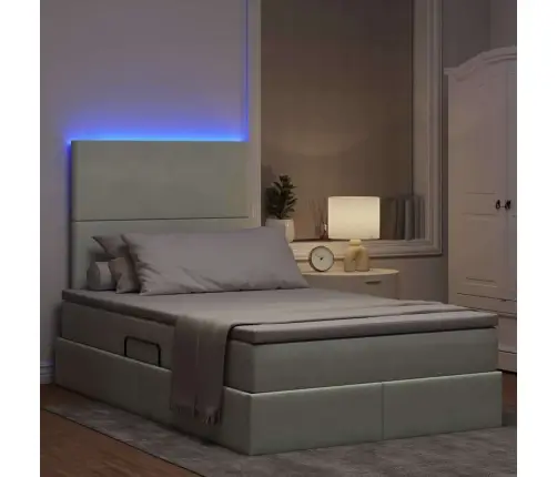 Led-Valgusega Hoiuvoodi Madratsiga Helehall 120 X 200 Cm Samet