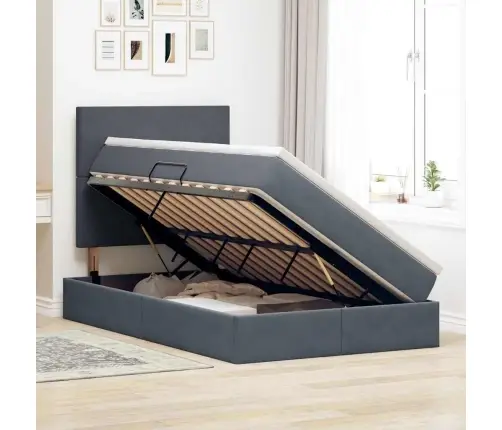 Led-Valgusega Hoiuvoodi Madratsiga Tumehall 120 X 200 Cm Samet