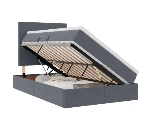 Led-Valgusega Hoiuvoodi Madratsiga Tumehall 120 X 200 Cm Samet