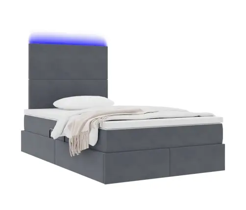 Led-Valgusega Hoiuvoodi Madratsiga Tumehall 120 X 200 Cm Samet
