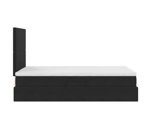 Gulta Ar Led Sloksnes Lukturiem Melna 120 X 200 Cm Samts Vidaxl