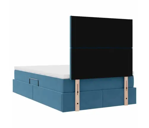 Gulta Ar Uzglabāšanas Vietu Un Led Tumši Zils 120 X 200 Cm Vidaxl