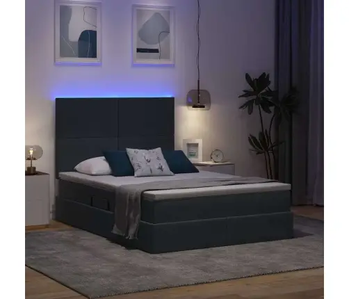 Lova Su Daiktų Laikymo Vieta Ir Led Tamsiai Pilka 140 X 190 Cm