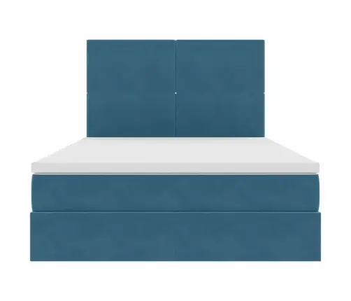 Gulta Ar Uzglabāšanas Vietu Un Led Tumši Zils 140 X 190 Cm Vidaxl