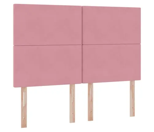 Lova Su Daiktų Laikymo Vieta Ir Led Rožinė 140 X 190 Cm Aksomas