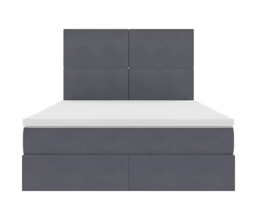 Lova Su Daiktų Laikymo Vieta Ir Led Tamsiai Pilka 140 X 200 Cm