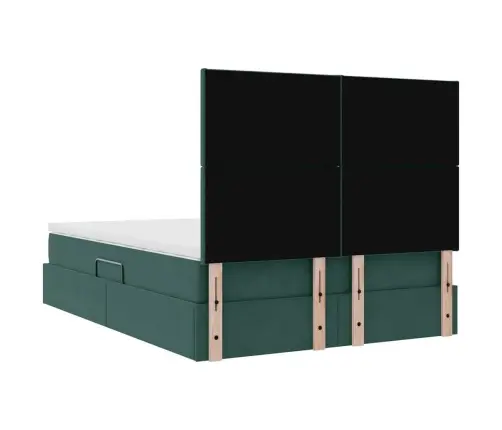 Gulta Ar Led Sloksnes Lukturiem Tumši Zaļš 140 X 200 Cm Samts Vidaxl