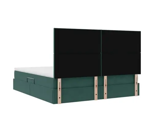 Gulta Ar Led Sloksnes Lukturiem Tumši Zaļš 160 X 200 Cm Samts Vidaxl