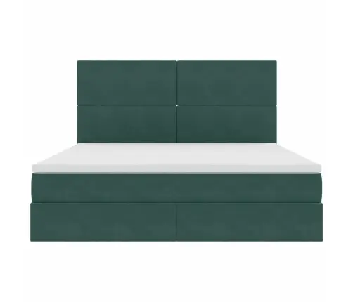 Gulta Ar Led Sloksnes Lukturiem Tumši Zaļš 160 X 200 Cm Samts Vidaxl