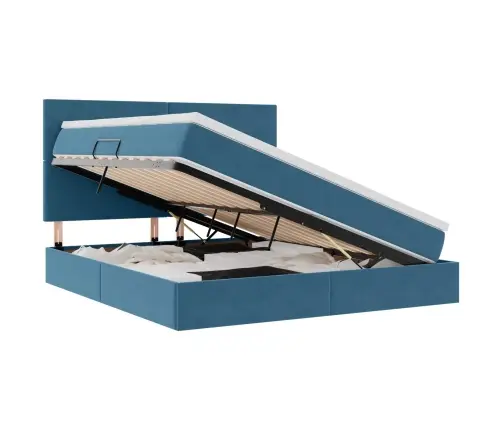 Lova Su Daiktų Laikymo Vieta Ir Led Tamsiai Mėlyna 180 X 200 Cm