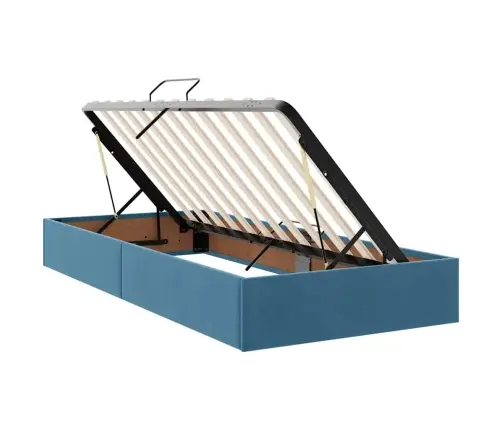 Lova Su Daiktų Laikymo Vieta Ir Led Tamsiai Mėlyna 90 X 190 Cm