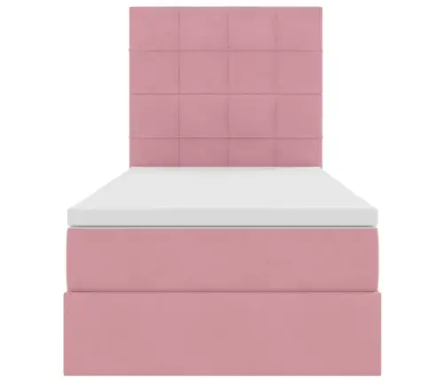 Gulta Ar Uzglabāšanas Vietu Un Led Rozā 90 X 200 Cm Samts Vidaxl