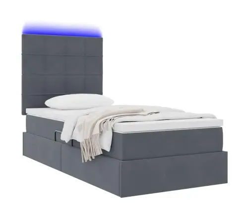 Gulta Ar Uzglabāšanas Vietu Un Led Tumši Pelēks 100 X 200 Cm Vidaxl