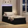 Gulta Ar Uzglabāšanas Vietu Un Led Melna 100 X 200 Cm Samts Vidaxl