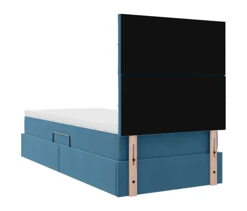 Lova Su Daiktų Laikymo Vieta Ir Led Tamsiai Mėlyna 100 X 200 Cm