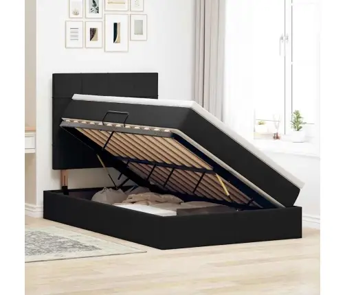 Gulta Ar Led Sloksnes Lukturiem Melna 120 X 200 Cm Samts Vidaxl