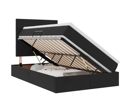 Gulta Ar Led Sloksnes Lukturiem Melna 120 X 200 Cm Samts Vidaxl