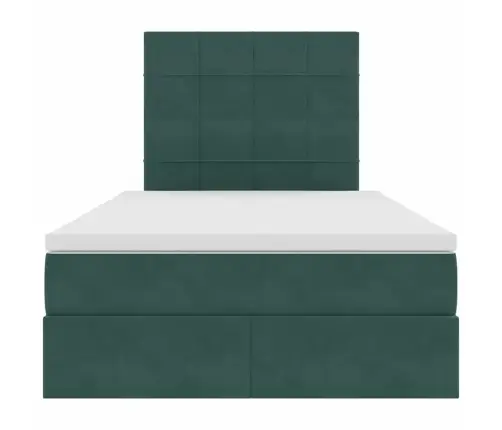 Led-Valgusega Hoiuvoodi Peaga Tume Rohelise 120 X 200 Cm Samet