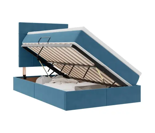 Lova Su Daiktų Laikymo Vieta Ir Led Tamsiai Mėlyna 120 X 200 Cm