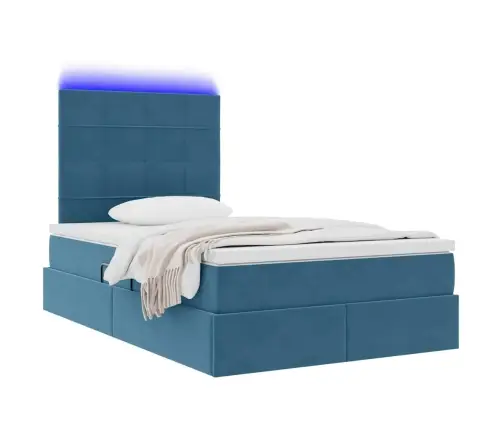 Lova Su Daiktų Laikymo Vieta Ir Led Tamsiai Mėlyna 120 X 200 Cm