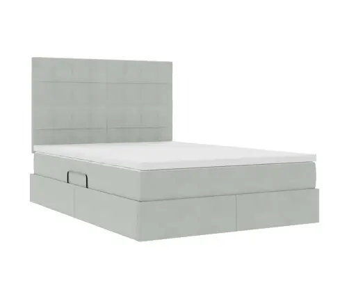 Gulta Ar Led Sloksnes Lukturiem Gaiši Pelēks 140 X 190 Cm Samts Vidaxl