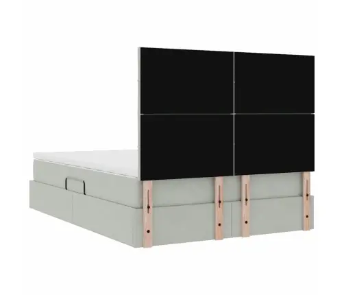 Gulta Ar Led Sloksnes Lukturiem Gaiši Pelēks 140 X 190 Cm Samts Vidaxl