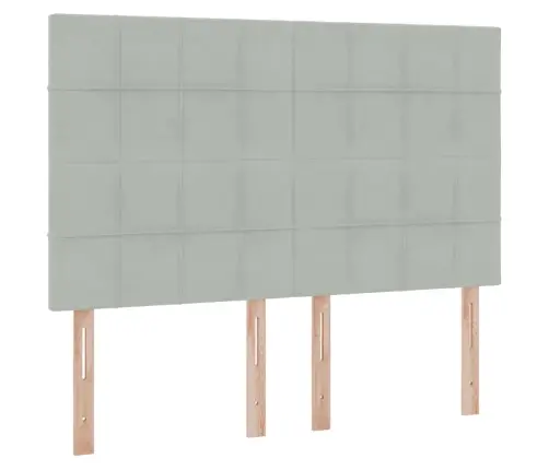 Gulta Ar Led Sloksnes Lukturiem Gaiši Pelēks 140 X 190 Cm Samts Vidaxl