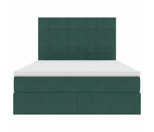 Gulta Ar Led Sloksnes Lukturiem Tumši Zaļš 140 X 190 Cm Samts Vidaxl