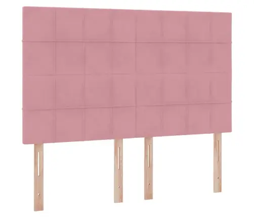 Gulta Ar Led Sloksnes Lukturiem Rozā 140 X 190 Cm Samts Vidaxl