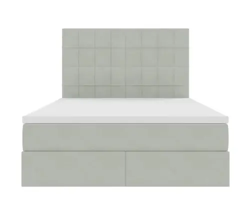 Led-Valgusega Hoiuvoodi Madratsiga Helehall 140 X 200 Cm Samet