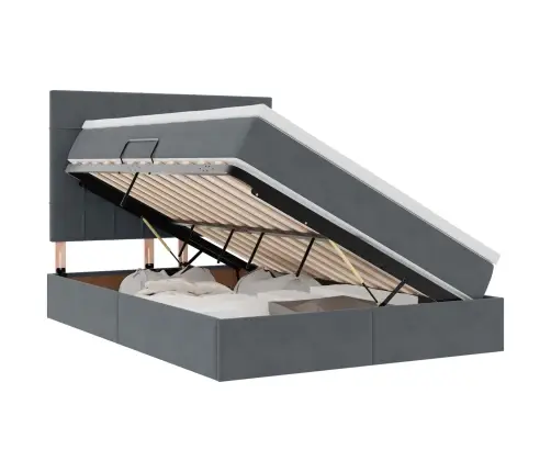 Led-Valgusega Hoiuvoodi Madratsiga Tumehall 140 X 200 Cm Samet